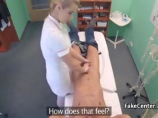 Blonde Doctors Pussy Solves Penis Problem