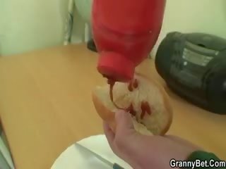 Huge Granny Swallows His Horny Cock
